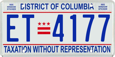 DC license plate ET4177