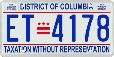 DC license plate ET4178