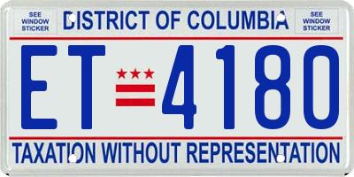 DC license plate ET4180