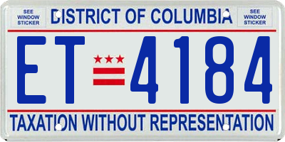 DC license plate ET4184