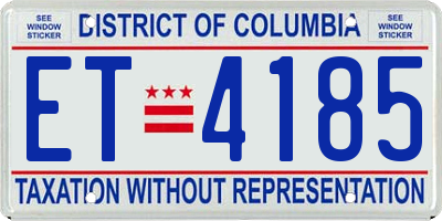 DC license plate ET4185