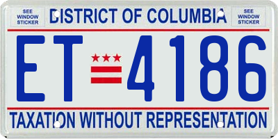 DC license plate ET4186