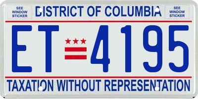 DC license plate ET4195
