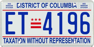DC license plate ET4196