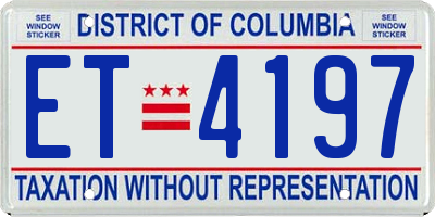 DC license plate ET4197