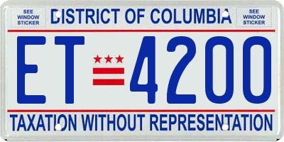 DC license plate ET4200