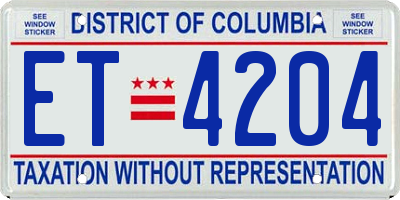 DC license plate ET4204