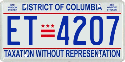 DC license plate ET4207