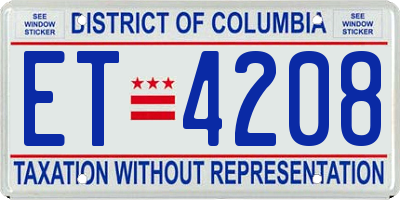 DC license plate ET4208