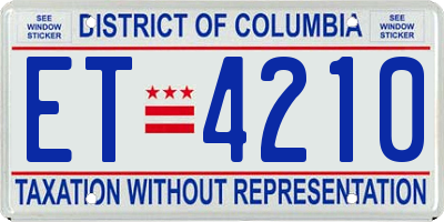 DC license plate ET4210