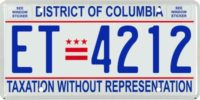 DC license plate ET4212