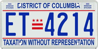 DC license plate ET4214