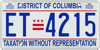 DC license plate ET4215