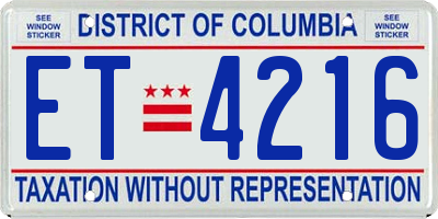 DC license plate ET4216