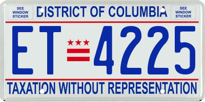 DC license plate ET4225