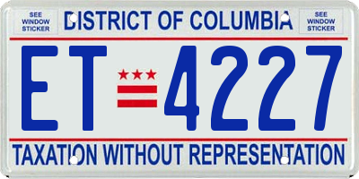 DC license plate ET4227