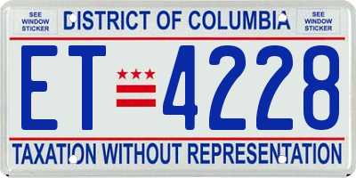 DC license plate ET4228
