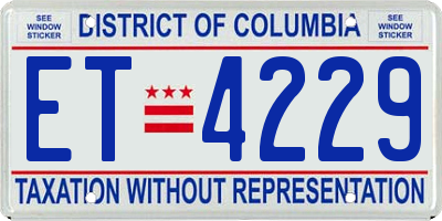 DC license plate ET4229