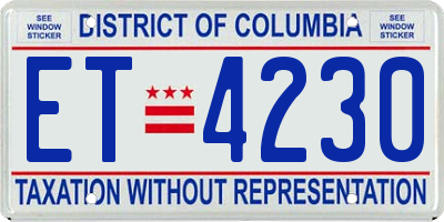 DC license plate ET4230
