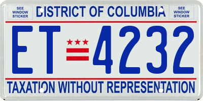 DC license plate ET4232