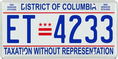 DC license plate ET4233