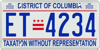 DC license plate ET4234