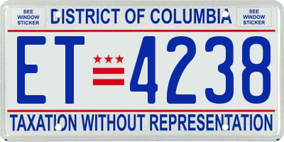 DC license plate ET4238