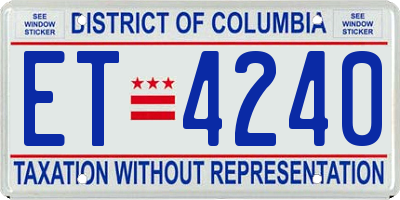 DC license plate ET4240