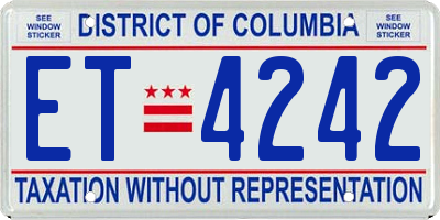 DC license plate ET4242