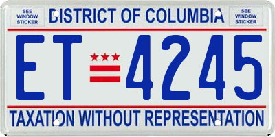 DC license plate ET4245