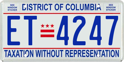 DC license plate ET4247