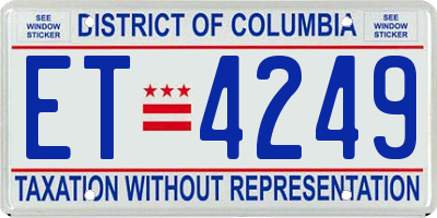 DC license plate ET4249