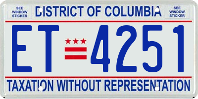 DC license plate ET4251