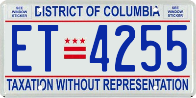 DC license plate ET4255