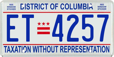 DC license plate ET4257