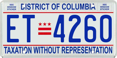 DC license plate ET4260