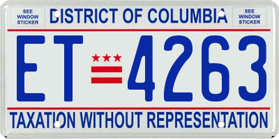 DC license plate ET4263
