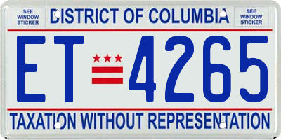DC license plate ET4265