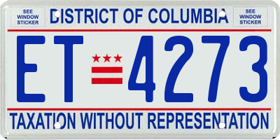 DC license plate ET4273