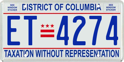 DC license plate ET4274