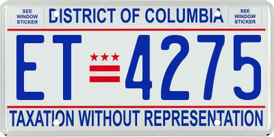 DC license plate ET4275