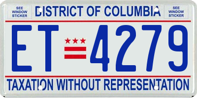 DC license plate ET4279