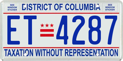DC license plate ET4287
