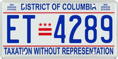 DC license plate ET4289