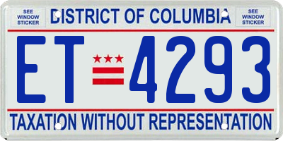 DC license plate ET4293