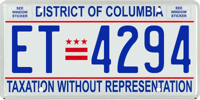 DC license plate ET4294