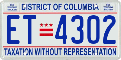 DC license plate ET4302