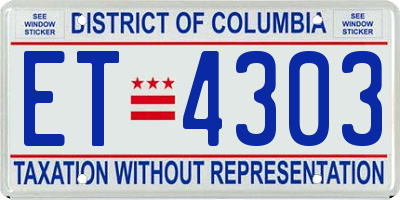 DC license plate ET4303