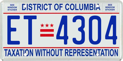DC license plate ET4304