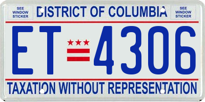 DC license plate ET4306